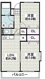 フォンテーヌ 2LDKの間取図画像