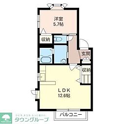 クレセール・美鈴 1LDKの間取図画像