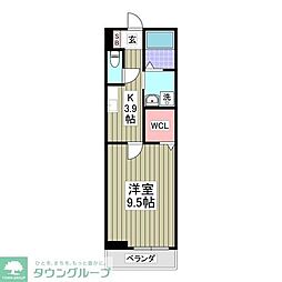 ES鴨宮 1Kの間取図画像