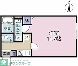 Coral茅ヶ崎 1Kの間取図画像