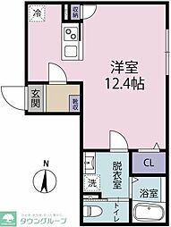 Coral茅ヶ崎 1Kの間取図画像