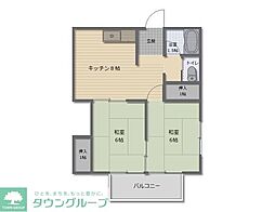 日吉ハイツ 2DKの間取図画像