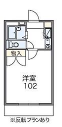 レオパレスセジュール2 1Kの間取図画像