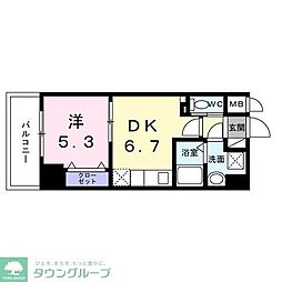 スアヴィス平塚八重咲 1DKの間取図画像
