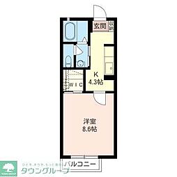シャーメゾングリーンヒル 1Kの間取図画像