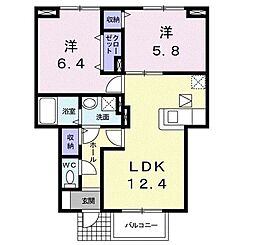 メゾン・サンパティーク 2LDKの間取図画像