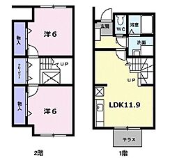 アビテイス3 2LDKの間取図画像