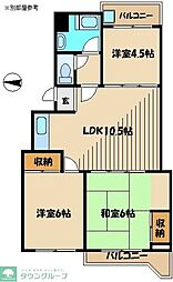 厚木サンハイツ 3LDKの間取図画像