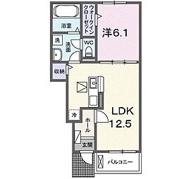 ヴィレッジAya 1LDKの間取図画像
