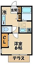 エメラルドハイツ 1Kの間取図画像