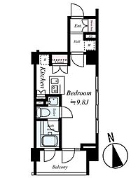 ルモーデ亀戸 4階ワンルームの間取り