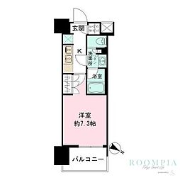 ザ・パークハビオ目黒 7階1Kの間取り