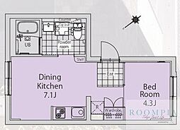 ＥＸＡＭ三軒茶屋II 4階1DKの間取り