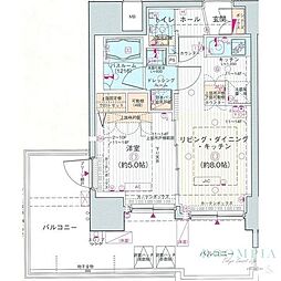 エステムプラザ品川大井町クリスタルヒルズ 13階1LDKの間取り