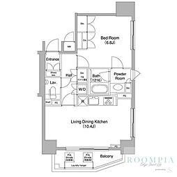 コンフォリア三宿 12階1LDKの間取り