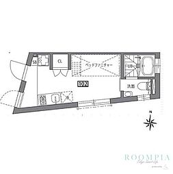 グランレジデンス駒沢大学Ｓ 1階ワンルームの間取り