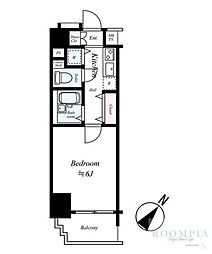 パークウェルツインズ戸越銀座弐番館 2階1Kの間取り