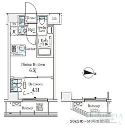 メゾン・クロイゾン 5階1DKの間取り