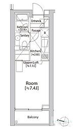 カスタリア渋谷櫻丘 2階1Kの間取り