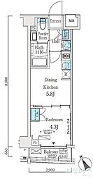 ソラニテ馬込 6階1DKの間取り