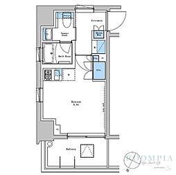 ブラウ戸越銀座スカイ 2階ワンルームの間取り