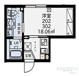 リージェンシー用賀 4階1Kの間取り