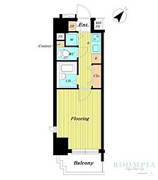 パークウェルツインズ戸越銀座壱番館 2階1Kの間取り