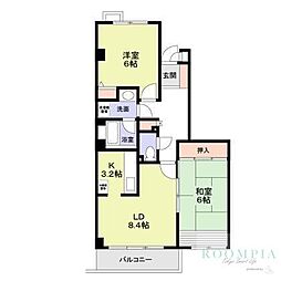 コスモリード三軒茶屋 3階2LDKの間取り