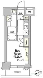 テラス大崎 3階1Kの間取り