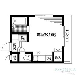 フォレストバレー 201 2階ワンルームの間取り