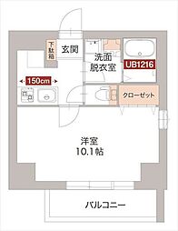 遊楽の杜 4階1Kの間取り