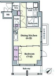 プラチナコート中目黒 1DKの間取図画像
