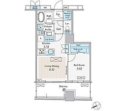 パークシティ大崎ザレジデンス 1LDKの間取図画像