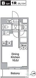 レジディア目黒4 ワンルームの間取図画像