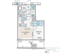 パークシティ大崎ザレジデンス 1LDKの間取図画像