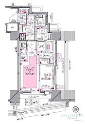 目黒区柿の木坂3丁目マンション 1DKの間取図画像