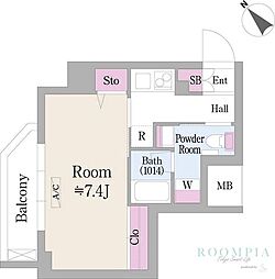 アーバンプレミア池尻大橋 1Kの間取図画像