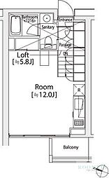 カスタリア渋谷櫻丘 ワンルームの間取図画像