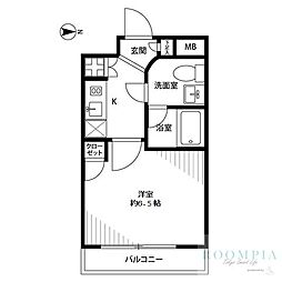 プレール・ドゥーク池上 1Kの間取図画像