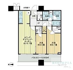 パークタワーグランスカイ 2LDKの間取図画像