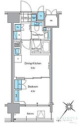 ルフォンプログレ西大井プレミア 1DKの間取図画像