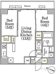 ASYLCOURT三軒茶屋 2LDKの間取図画像