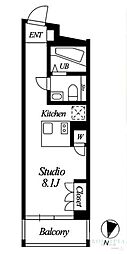 グランドコンシェルジュ都立大学 ワンルームの間取図画像