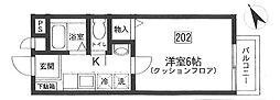 モンテピア2 1Kの間取図画像
