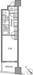 レジディア恵比寿2 1Kの間取図画像