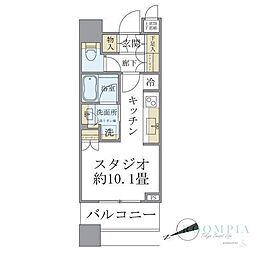 ブリリアタワーズ目黒サウスレジデンス ワンルームの間取図画像