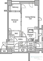 レジディア代官山 1LDKの間取図画像