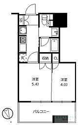 大崎ガーデンレジデンス 1DKの間取図画像