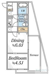 LEGALAND目黒本町ANNEX 1DKの間取図画像