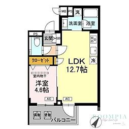 ロイジェント中目黒 1LDKの間取図画像